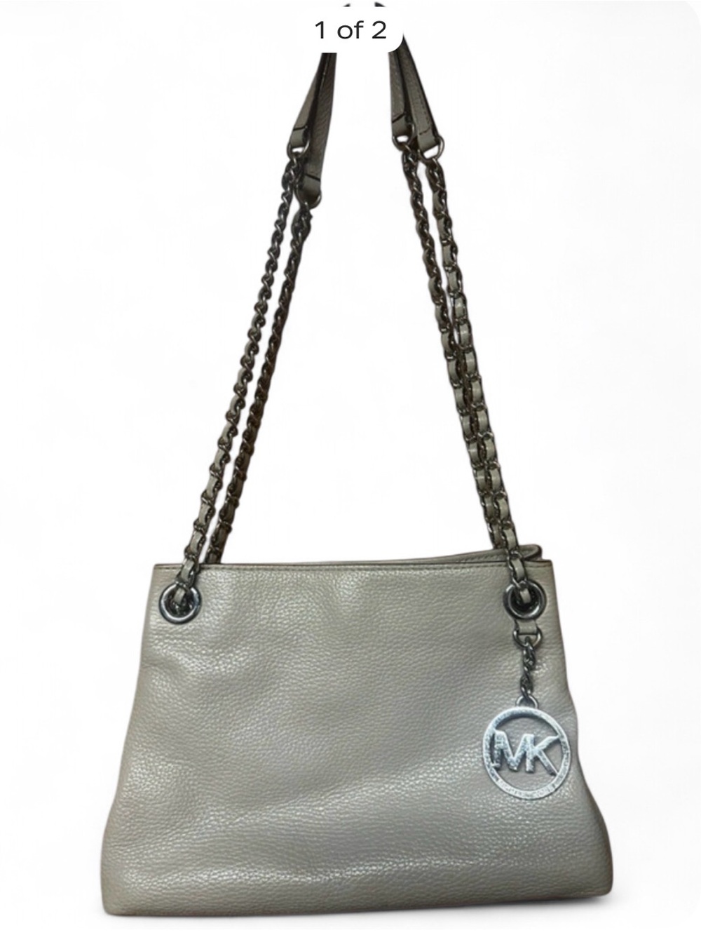 Michael Kors Grey Pebbled Leather Chain Shoulder Bag